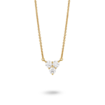 Front view of lab-grown diamond mini trio pendant in yellow gold