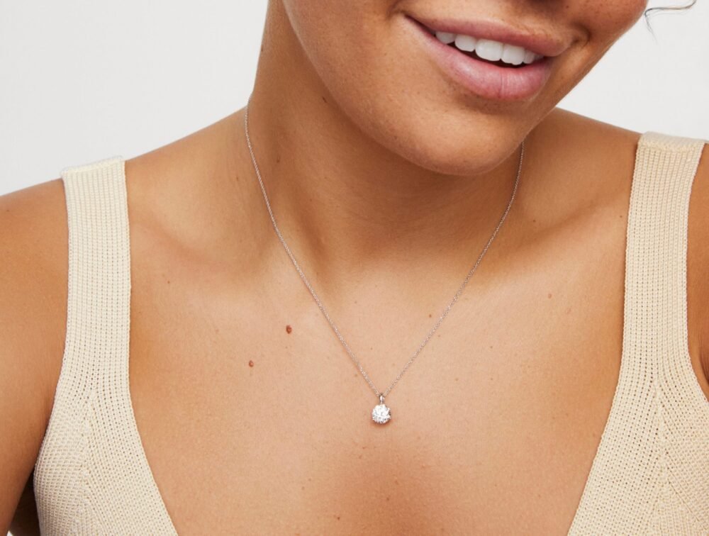 Lab-Grown Diamond 1½ct. Round Brilliant Solitaire Bale Pendant | White - Image 2