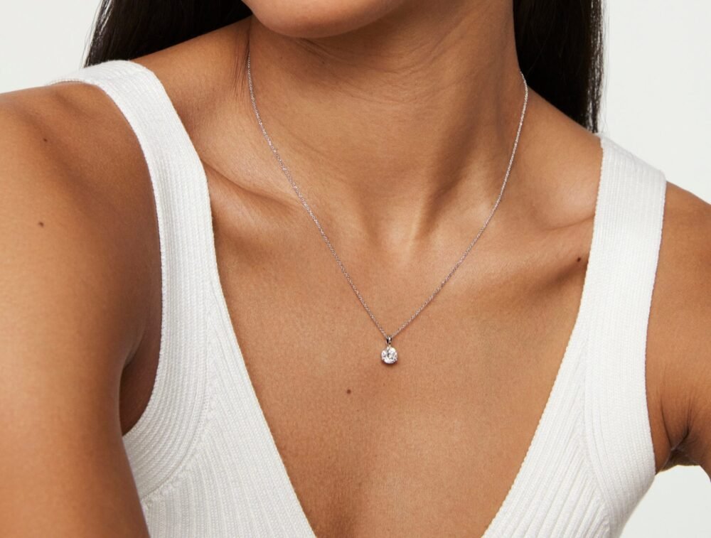 Lab-Grown Diamond 1ct. Round Brilliant Solitaire Bale Pendant | White - Image 2