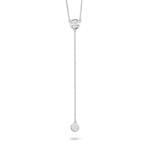 Front view of 0.75 carat lariat pendant in 14k white gold