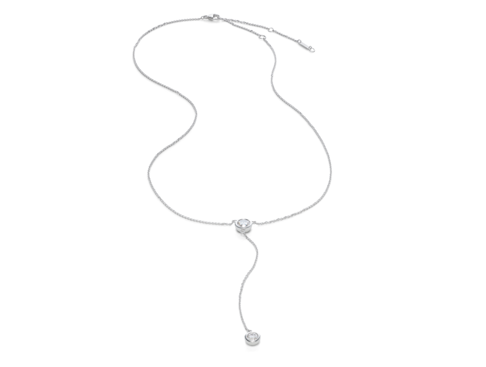 Lab-Grown Diamond ¾ct. tw. Round Brilliant Bezel Lariat Pendant | White - Image 4