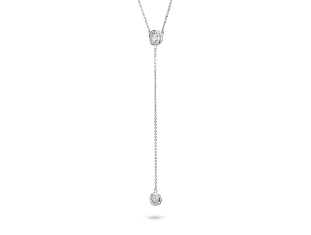 Lab-Grown Diamond ¾ct. tw. Round Brilliant Bezel Lariat Pendant | White - Image 3