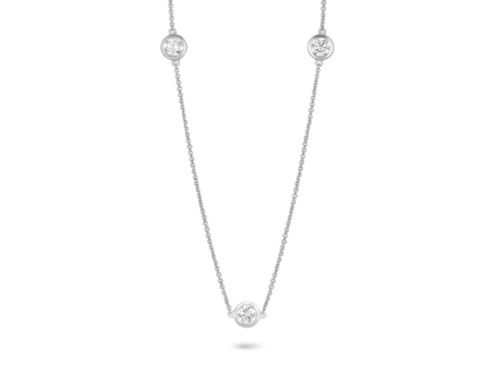 Front view of 0.75 carat station necklace in 14k white gold