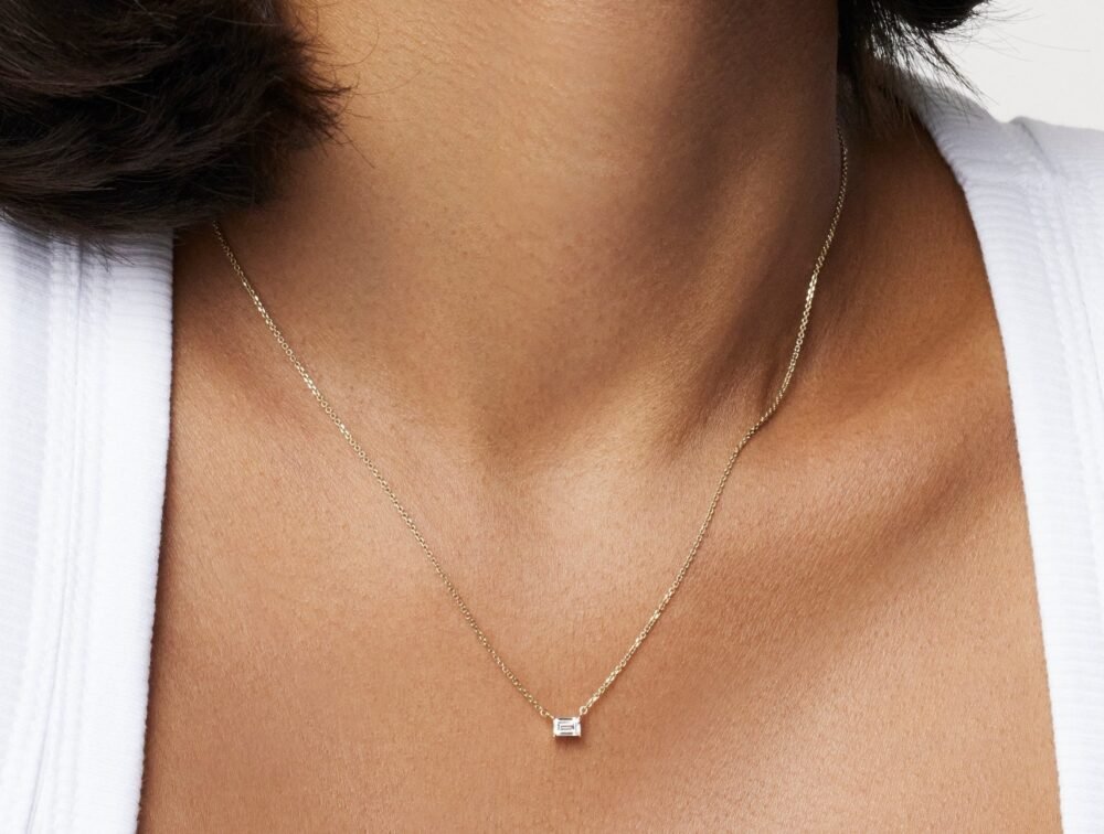 Lab-Grown Diamond ¼ct. Mini Baguette Pendant | White - Image 2
