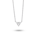 Front view of 0.25 carat trillion cut solitaire pendant in white gold