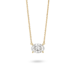 Front view of 1 carat oval cut solitaire pendant in 14k yellow gold