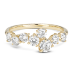 Front view of 1 carat total weight constellation ring in 14k yellow gold
