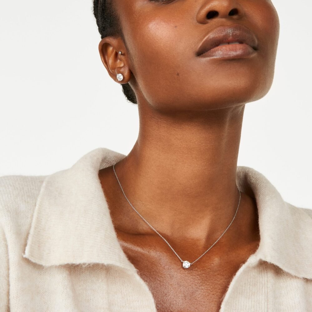 Lab-Grown Diamond 3ct. tw. Round Brilliant Studs and Pendant Set | White - Image 2