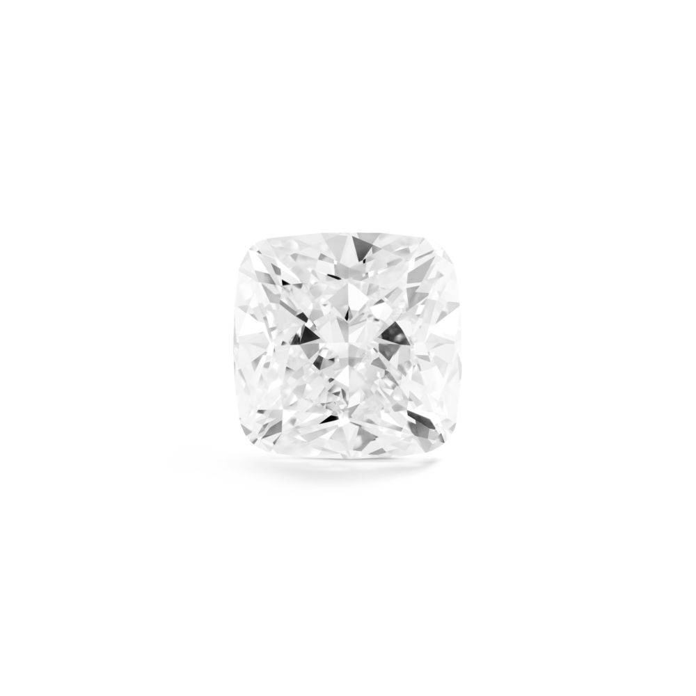 Top view of Kaelora Jewelst™ white 2 carat cushion cut diamond