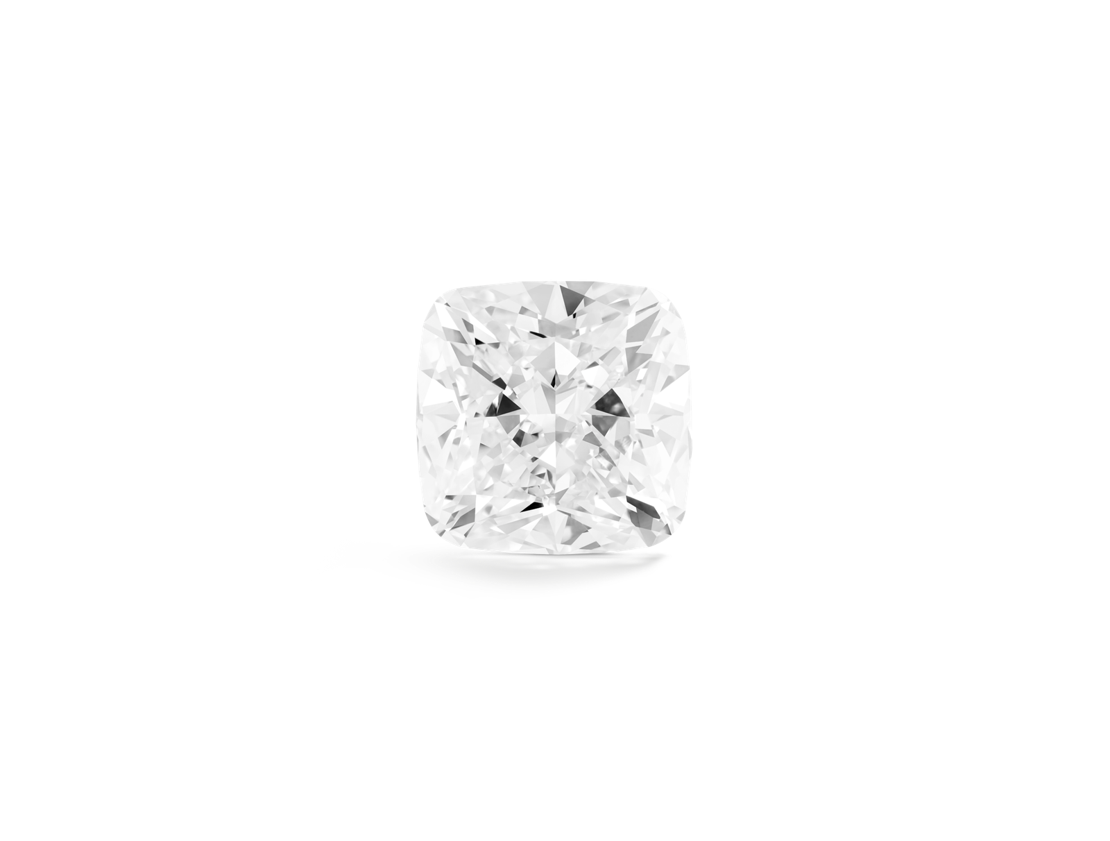 Top view of Kaelora Jewelst™ white 2 carat cushion cut diamond