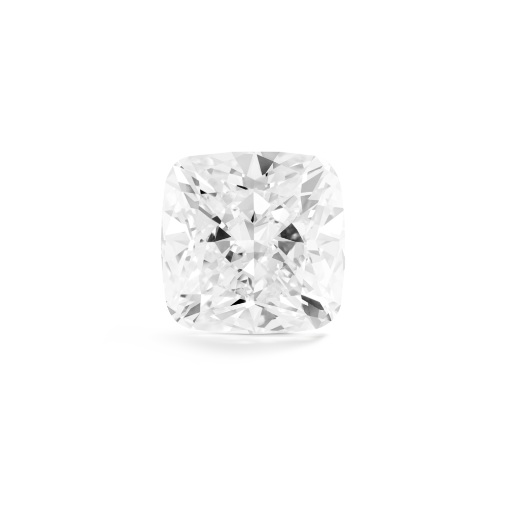 Top view of a Kaelora Jewelst™ 2.5 carat white cushion cut diamond