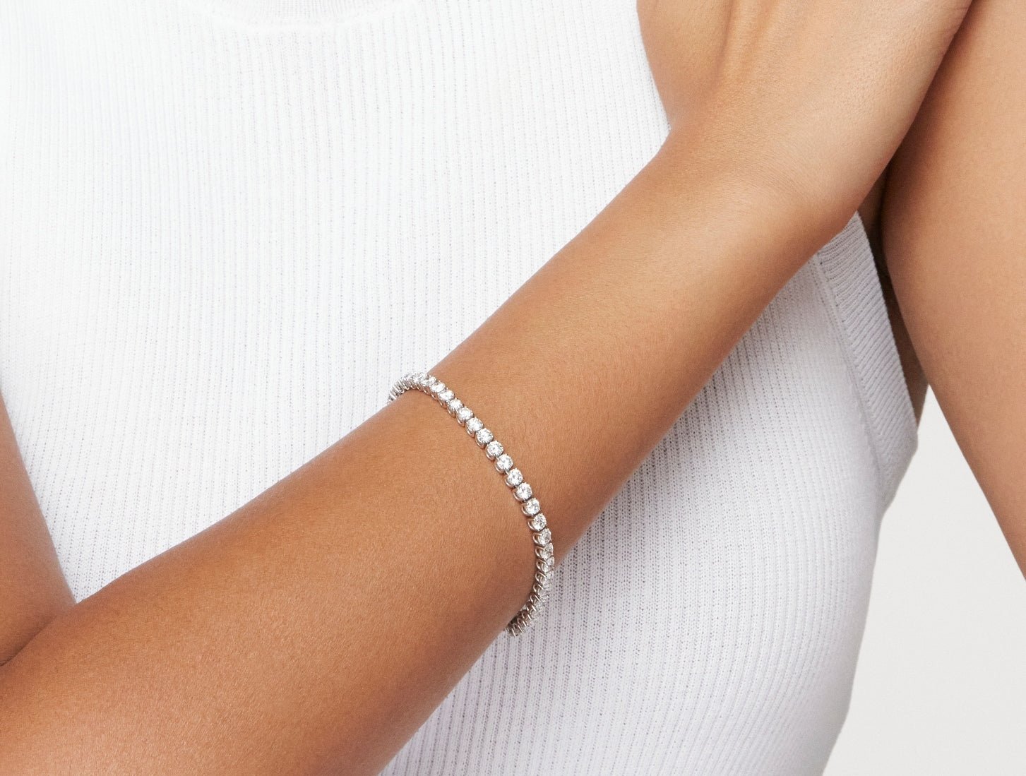 Lab-Grown Diamond Medium Tennis Bracelet - G/H color, 6.5" length | White - Image 5