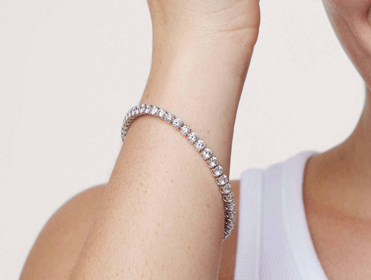 Lab-Grown Diamond Large Tennis Bracelet - G/H color, 7" length | White - Image 5