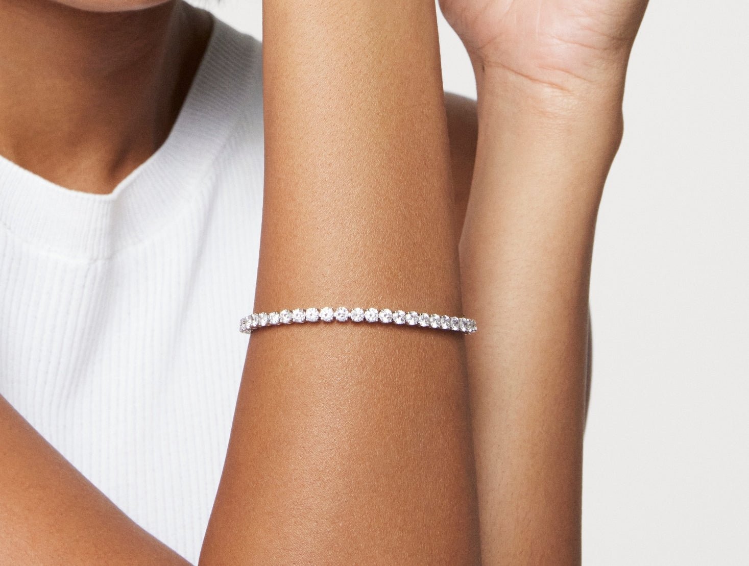 Lab-Grown Diamond Large Tennis Bracelet - G/H color, 7" length | White - Image 6