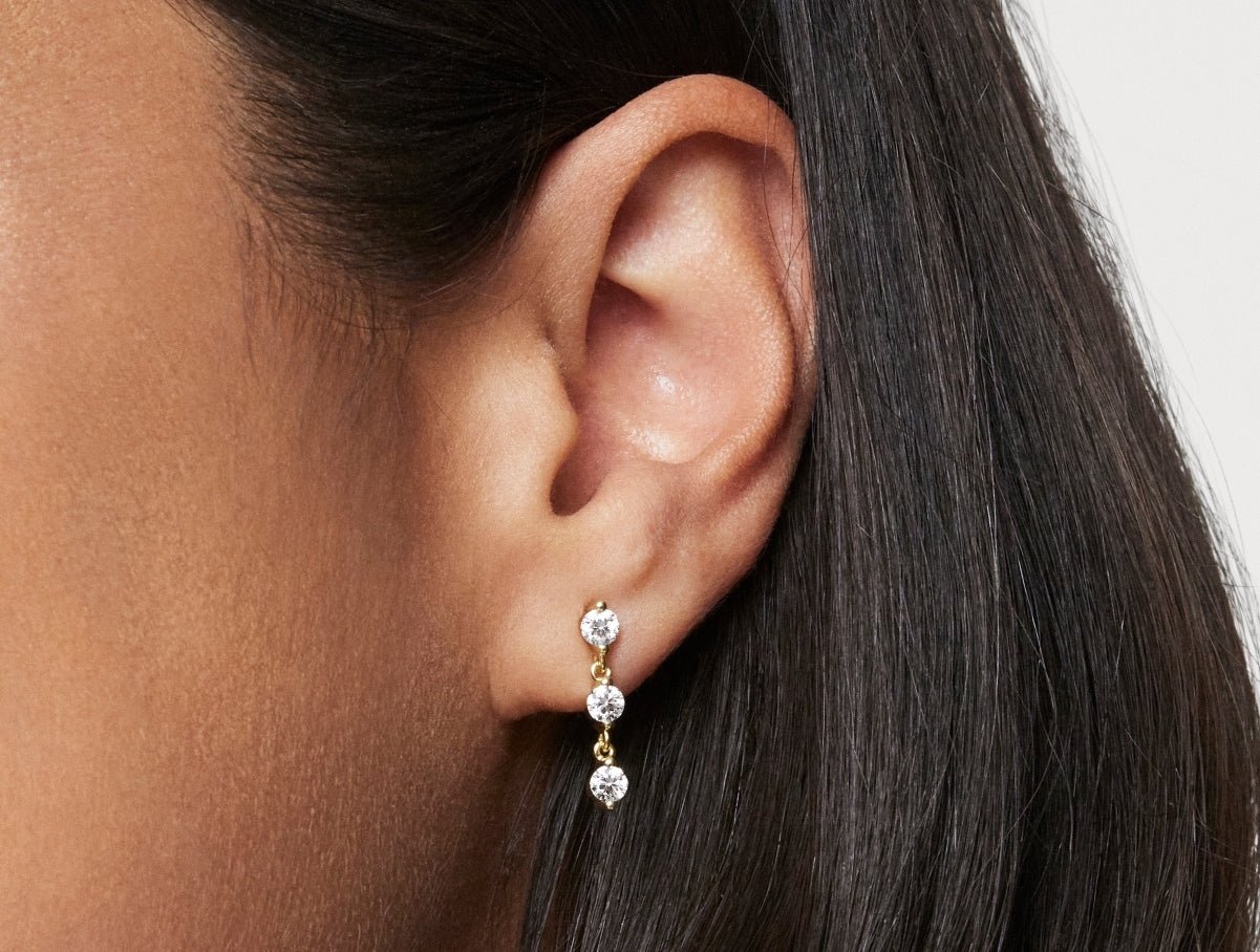 Lab-Grown Diamond ⁸⁄₉ct. tw Round Brilliant Line Drop Earrings | White - Image 8