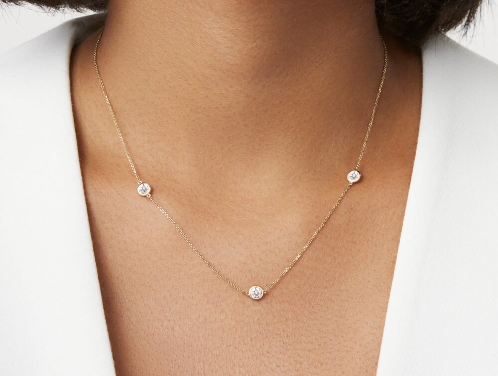 Lab-Grown Diamond ¾ct. tw. Round Brilliant Bezel Station Pendant | White - Image 6