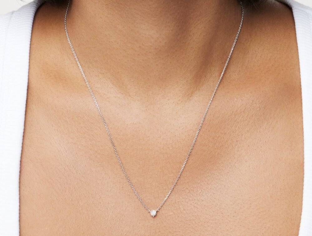 Lab-Grown Diamond ⅐ct. Mini Round Brilliant Pendant | White - Image 2