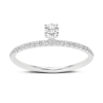 0.25 carat total weight floating stone pavé stacking ring in 14k white gold