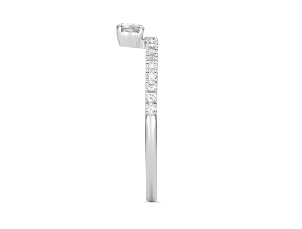 Lab-Grown Diamond ¼ct. tw. Floating Stone Pavé Stacking Ring | White - Image 6