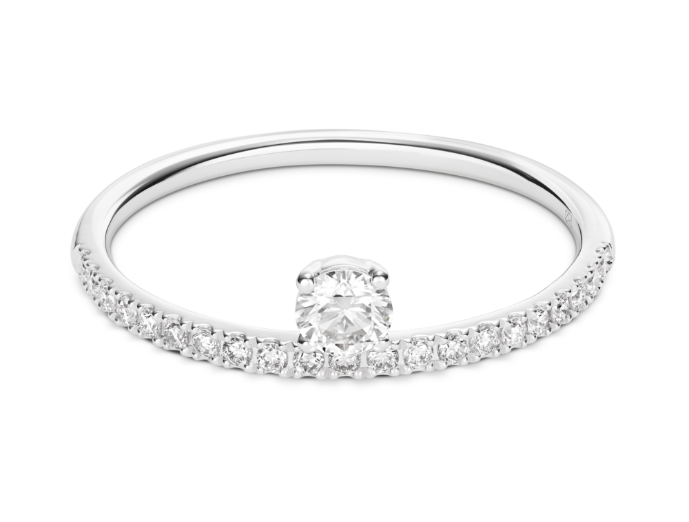 Lab-Grown Diamond ¼ct. tw. Floating Stone Pavé Stacking Ring | White - Image 2