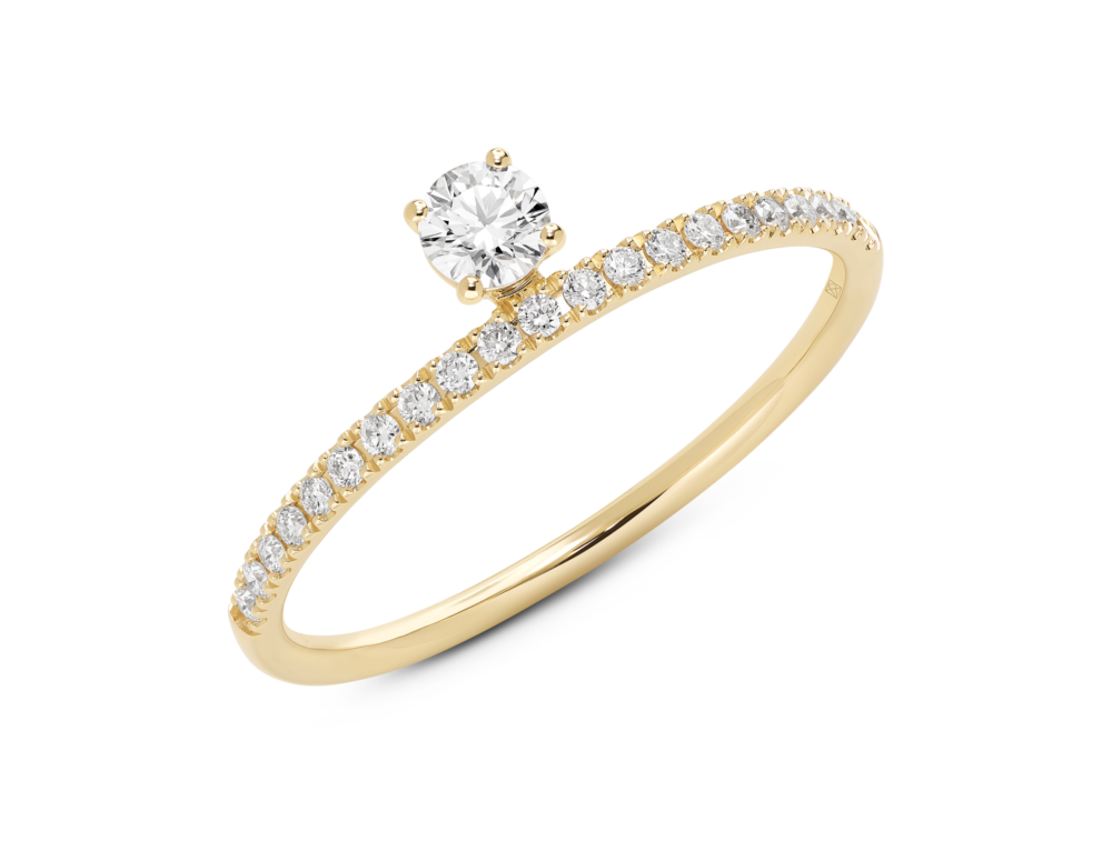 Lab-Grown Diamond ¼ct. tw. Floating Stone Pavé Stacking Ring | White - Image 3