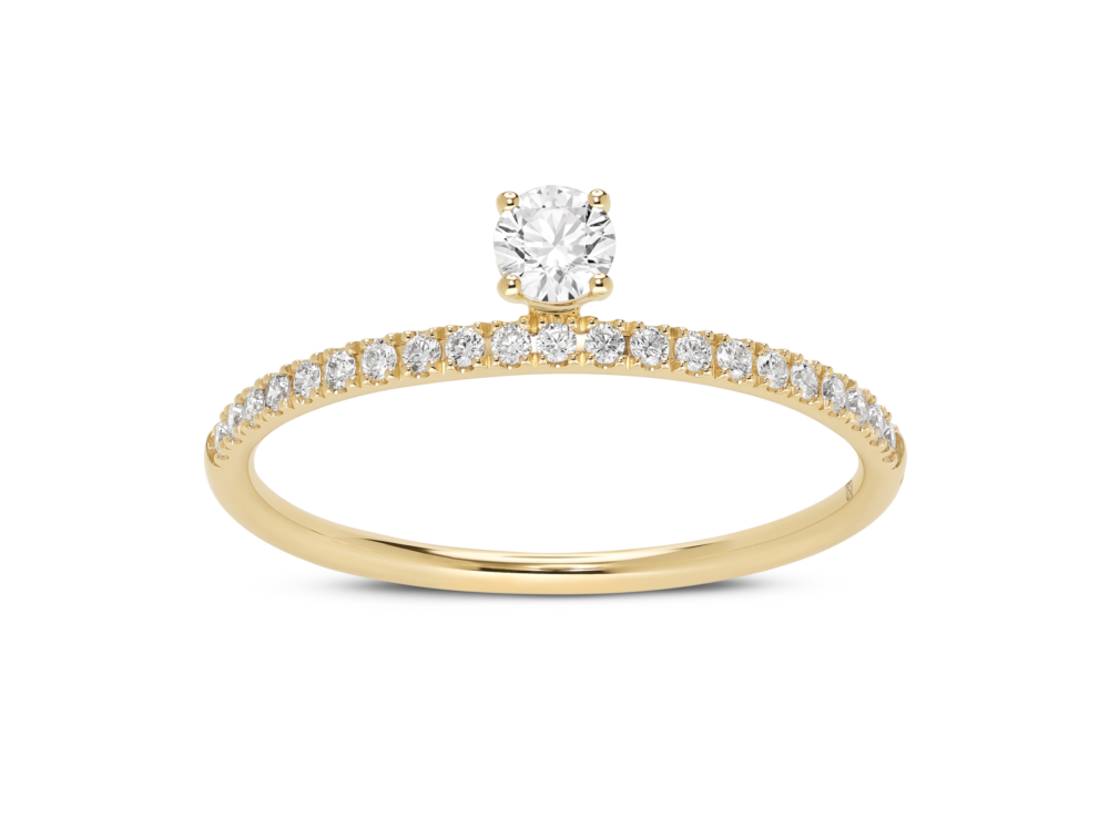 Lab-Grown Diamond ¼ct. tw. Floating Stone Pavé Stacking Ring | White - Image 7