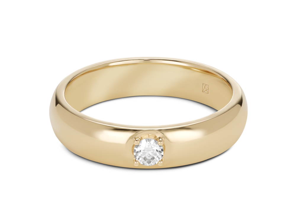 Modern inset stacking ring with 0.1 carat stone in 14k yellow gold