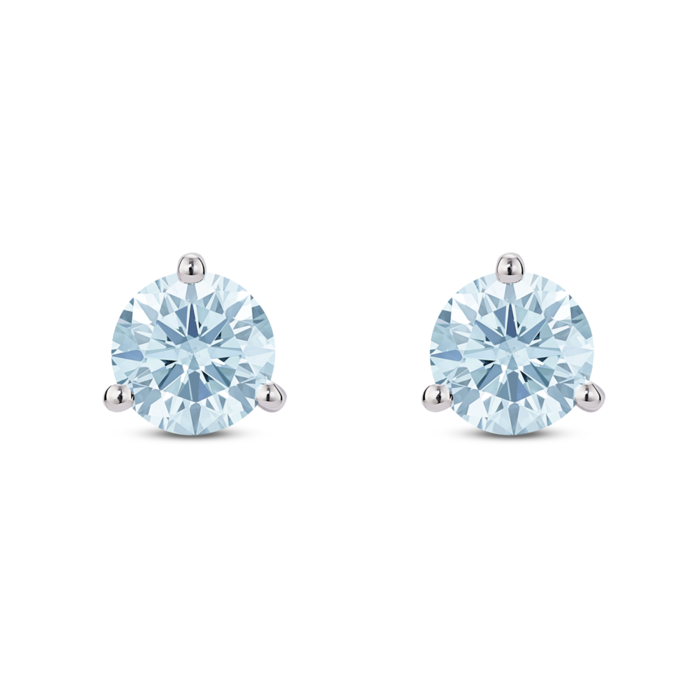 Lab-Grown Diamond 1½ct. tw. Round Brilliant Solitaire 14k Gold Studs | Blue - Image 2