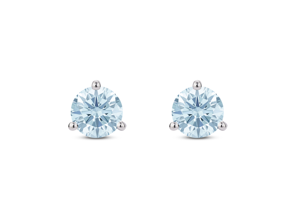Lab-Grown Diamond 1½ct. tw. Round Brilliant Solitaire 14k Gold Studs | Blue - Image 2