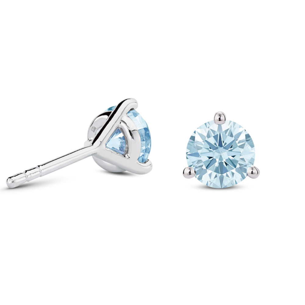 Lab-Grown Diamond 1½ct. tw. Round Brilliant Solitaire 14k Gold Studs | Blue - Image 3