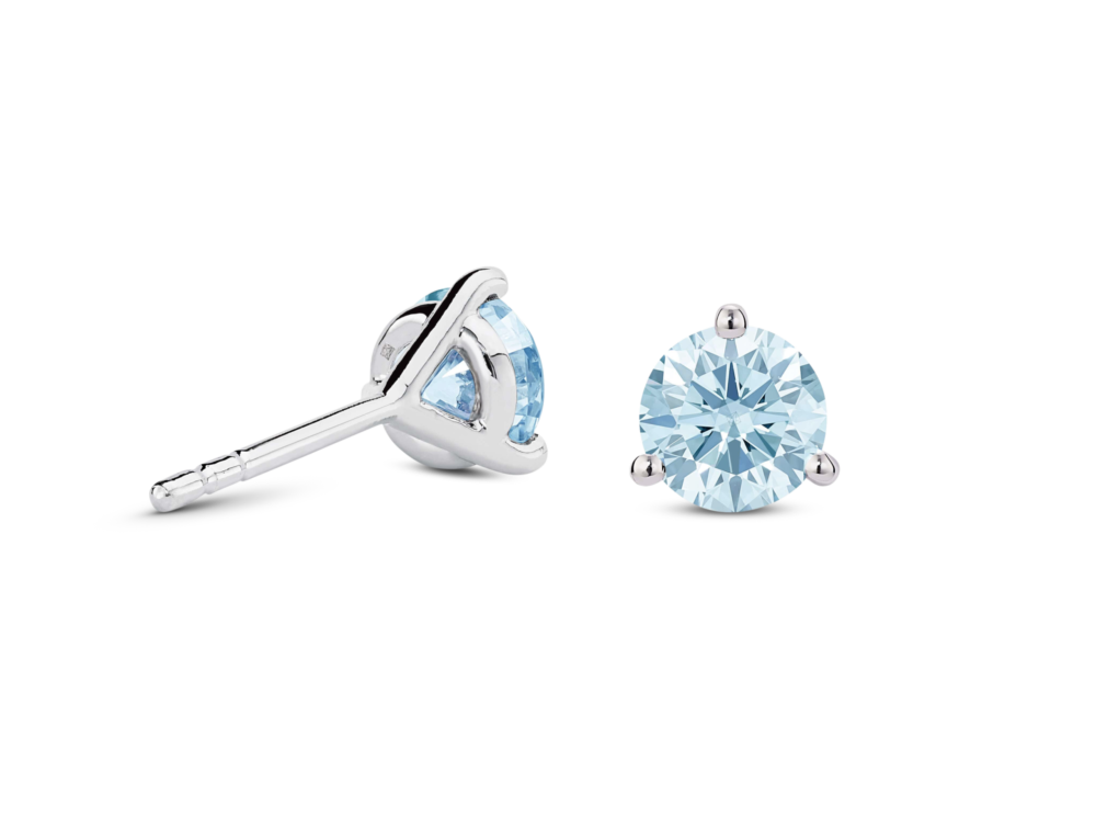 Lab-Grown Diamond 1½ct. tw. Round Brilliant Solitaire 14k Gold Studs | Blue - Image 3