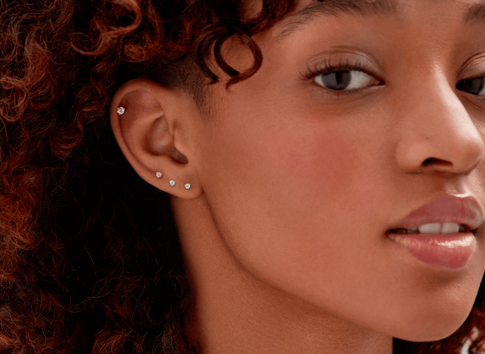 Lab-Grown Diamond ¼ct. Mini Round Brilliant Solitaire Studs | Blue - Image 2