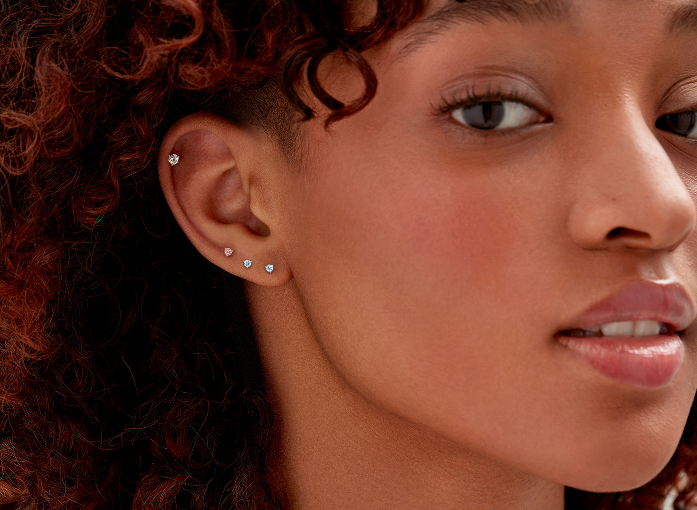 Lab-Grown Diamond ¼ct. tw. Mini Round Brilliant Solitaire Studs | Pink - Image 3