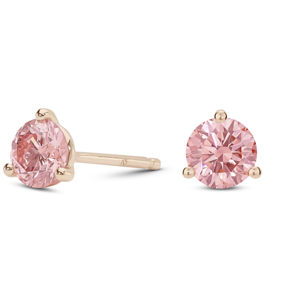 Lab-Grown Diamond 1½ct. tw. Round Brilliant Solitaire 14k Gold Studs | Pink