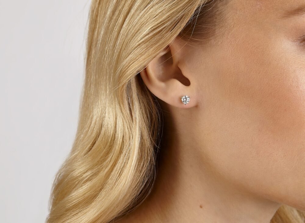 Lab-Grown Diamond ½ct. Round Brilliant Solitaire 14k Gold Stud | White - Image 2