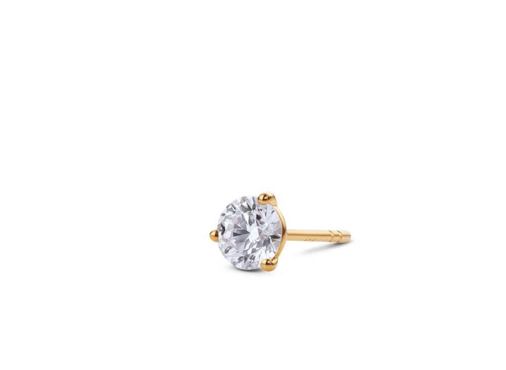 Lab-Grown Diamond ½ct. Round Brilliant Solitaire 14k Gold Stud | White - Image 3