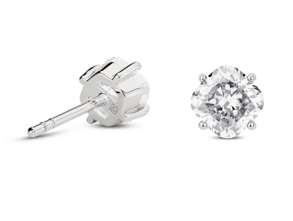 Lab-Grown Diamond 2ct. tw. Cushion Cut 14k Gold Studs | White - Image 3