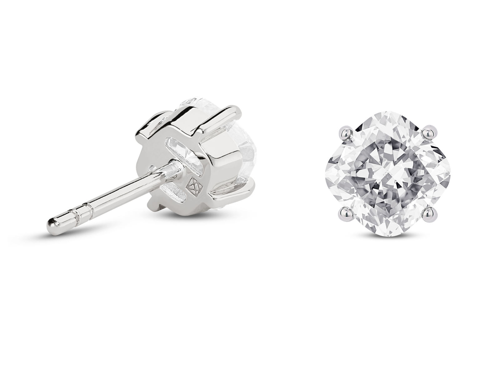 Lab-Grown Diamond 2ct. tw. Cushion Cut 14k Gold Studs | White - Image 2