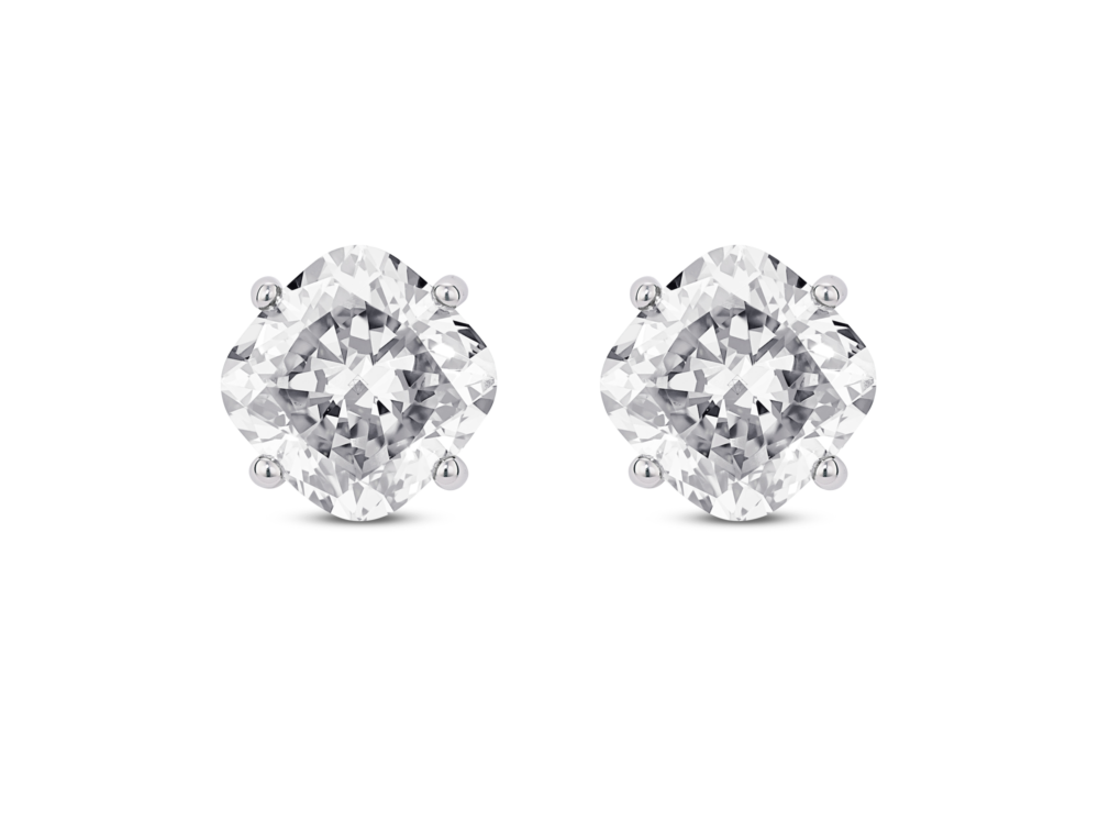 Lab-Grown Diamond 2ct. tw. Cushion Cut 14k Gold Studs | White - Image 5