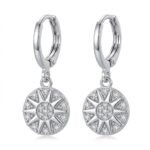 Kaeloria Hoop Earrings Round disc star hanging design  | 18K Gold Plated | Anti-Tarnish White