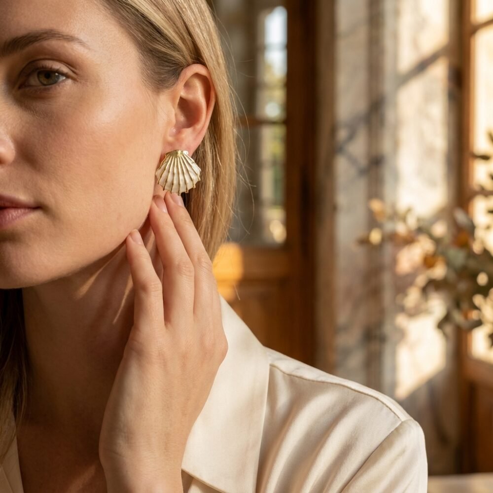 Kaeloria Seashell style earrings  | 18K Gold Plated | Anti-Tarnish - Image 3