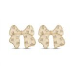 Kaeloria Crystal Bow Stud Earrings | 18K Gold Plated Stainless Steel | Premium CZ | Anti-Tarnish | Elegant Ribbon Earrings for Women