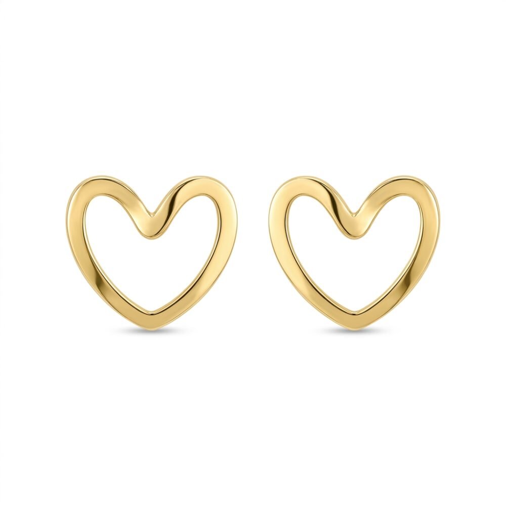 Kaeloria Open Heart Stud Earrings | 18K Gold Plated Stainless Steel | Anti-Tarnish | Minimalist Heart Earrings for Women