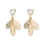Kaeloria Heart Drop Earrings | 18K Gold Plated Stainless Steel | Premium CZ & Mother of Pearl | Anti-Tarnish | Elegant Statement Earrings