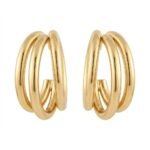 Kaeloria Triple Layer Hoop Earrings | 35mm | 18K Gold Plated Stainless Steel | Chunky Minimal Hoops | Anti-Tarnish