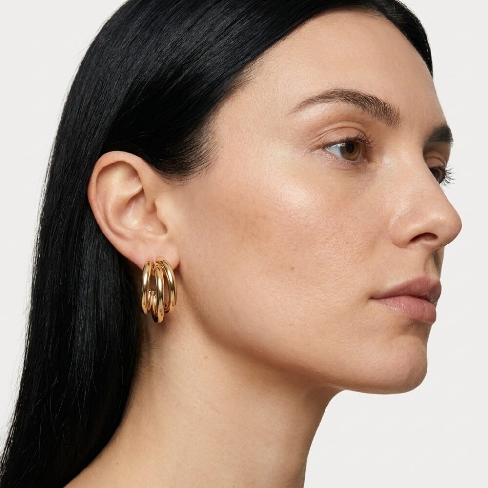 Kaeloria Classic Hoop Earrings | 33.3mm | 18K Gold Plated Stainless Steel | Anti-Tarnish | Waterproof Minimal Hoops for Women