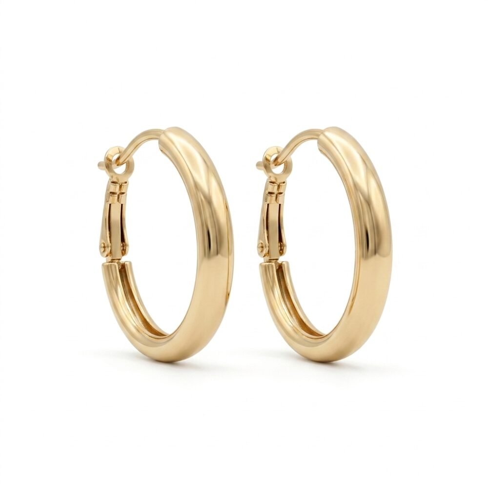 Kaeloria Classic Hoop Earrings | 33.3mm | 18K Gold Plated Stainless Steel | Anti-Tarnish | Waterproof Minimal Hoops for Women
