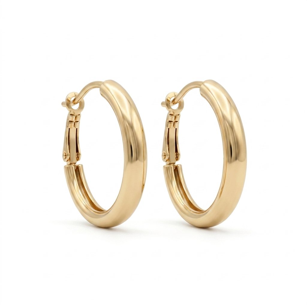 Kaeloria Classic Hoop Earrings | 33.3mm | 18K Gold Plated Stainless Steel | Anti-Tarnish | Waterproof Minimal Hoops for Women
