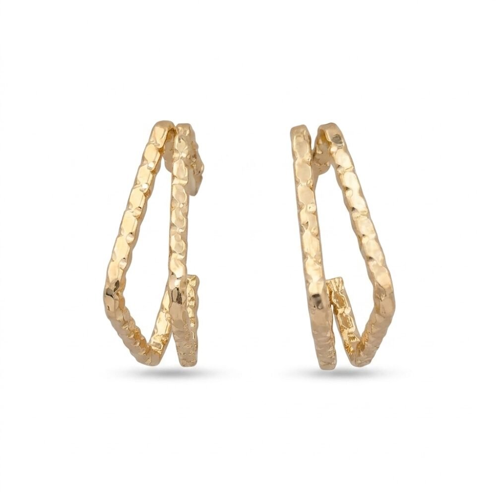 Kaeloria Textured Square Hoop Earrings | 18K Gold Plated Stainless Steel | Geometric Minimal Hoops | Anti-Tarnish & Waterproof