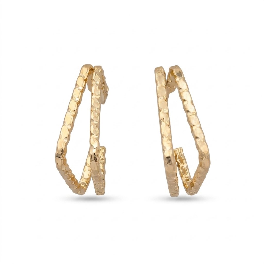 Kaeloria Textured Square Hoop Earrings | 18K Gold Plated Stainless Steel | Geometric Minimal Hoops | Anti-Tarnish & Waterproof